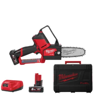 Milwaukee M12 FHS-602X Potatore a Catena a Batteria Brushless Lama / Catena 15 Cm 2 Batterie da 6 Ah Lubrificazione Automatica Mini Elettrosega da potatura M12 FUEL™